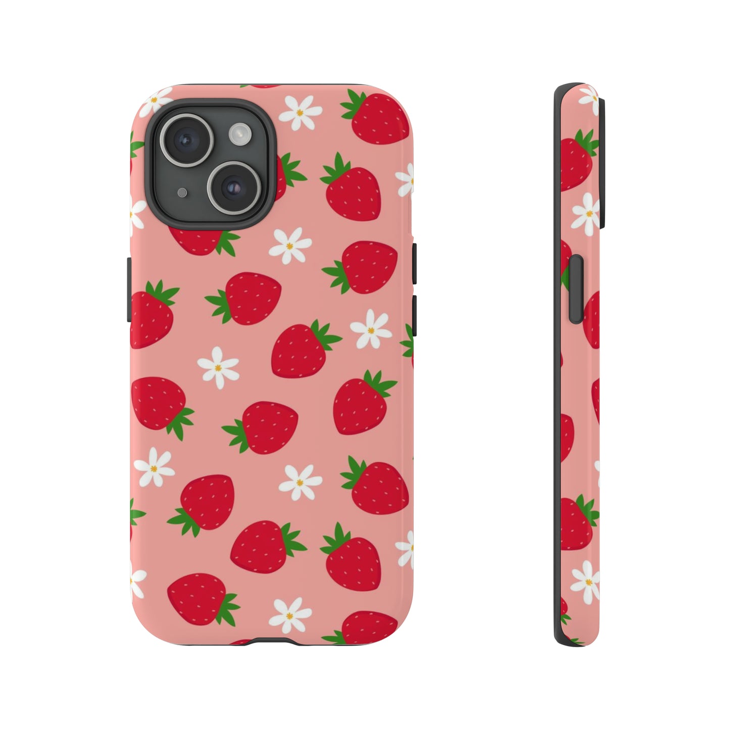 Pink Strawberry Iphone 15 Tough Case