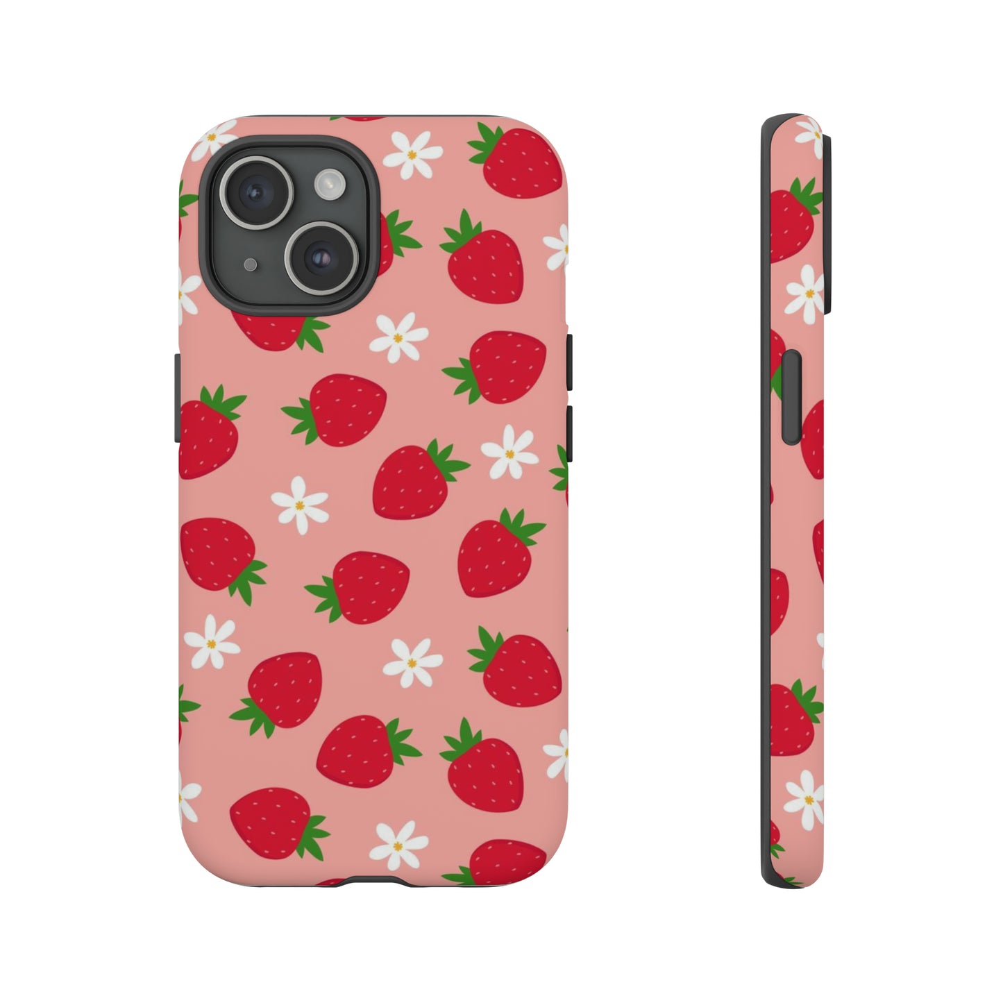 Pink Strawberry Iphone 15 Tough Case