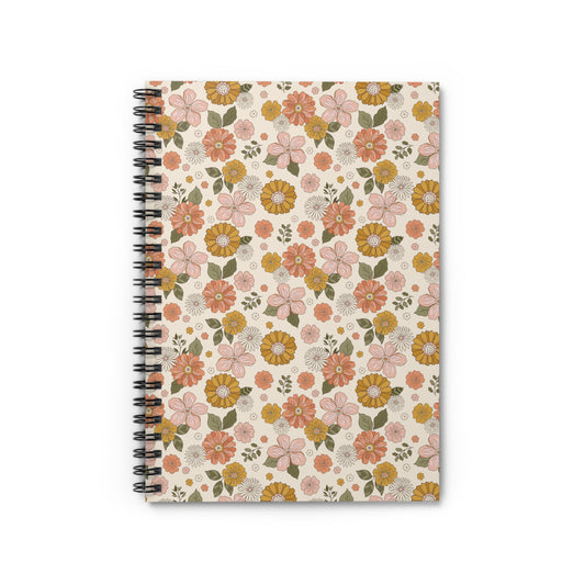 Boho Style Floral Pattern Spiral Notebook/Journal