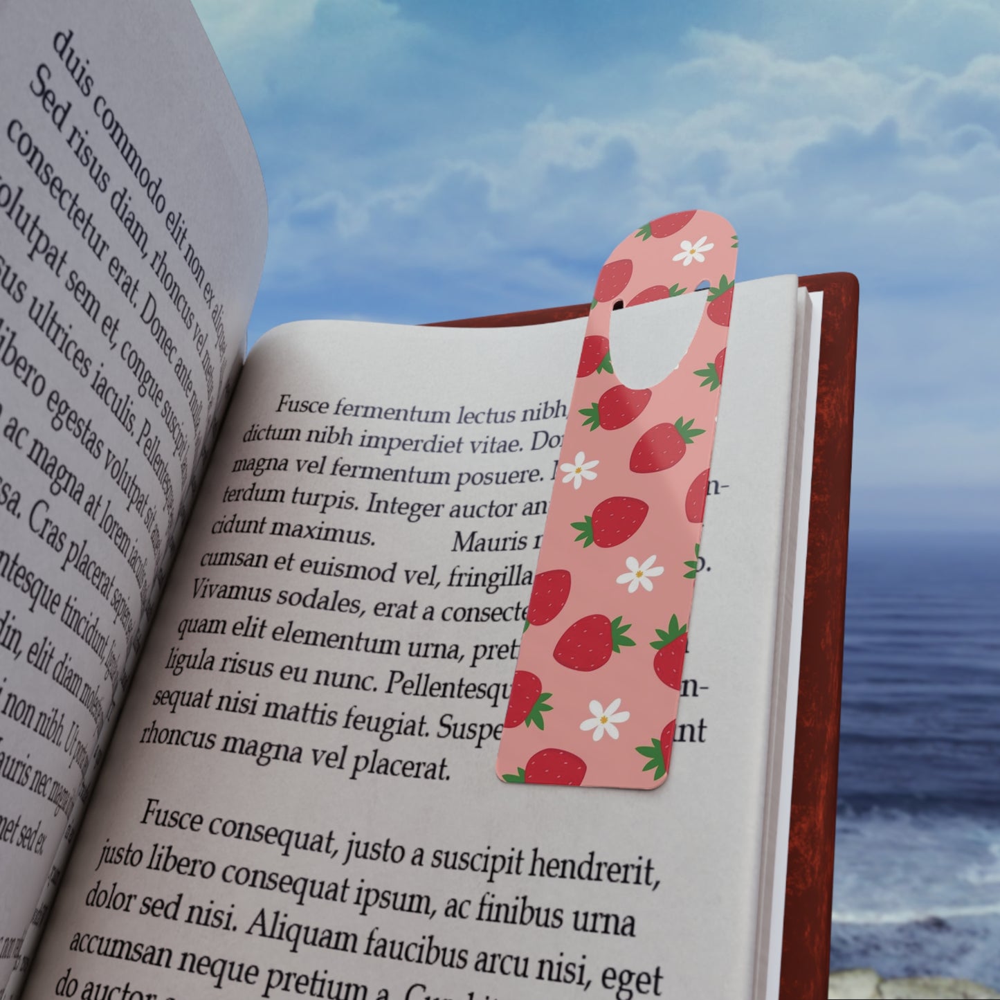 Pink Strawberry Clip-On Bookmark