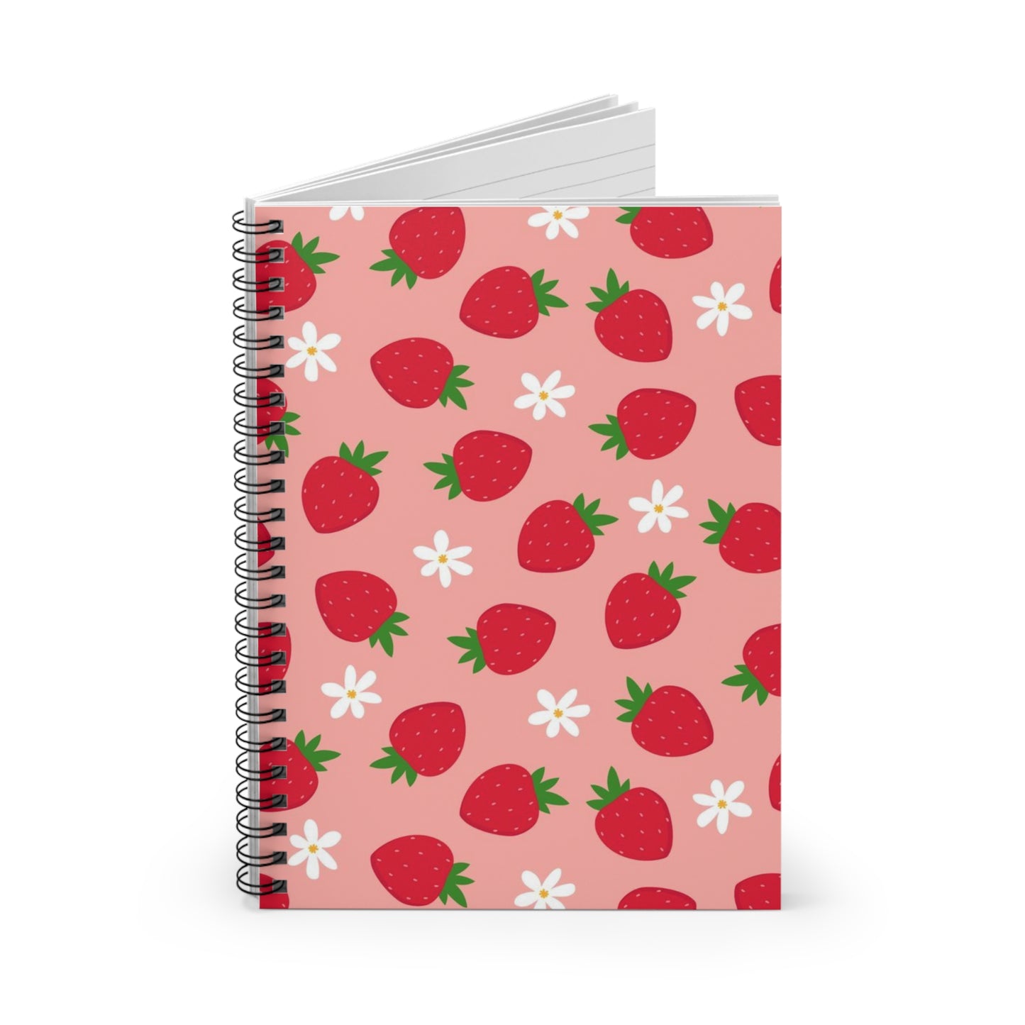 Pink Strawberry Spiral Notebook - Ruled Line