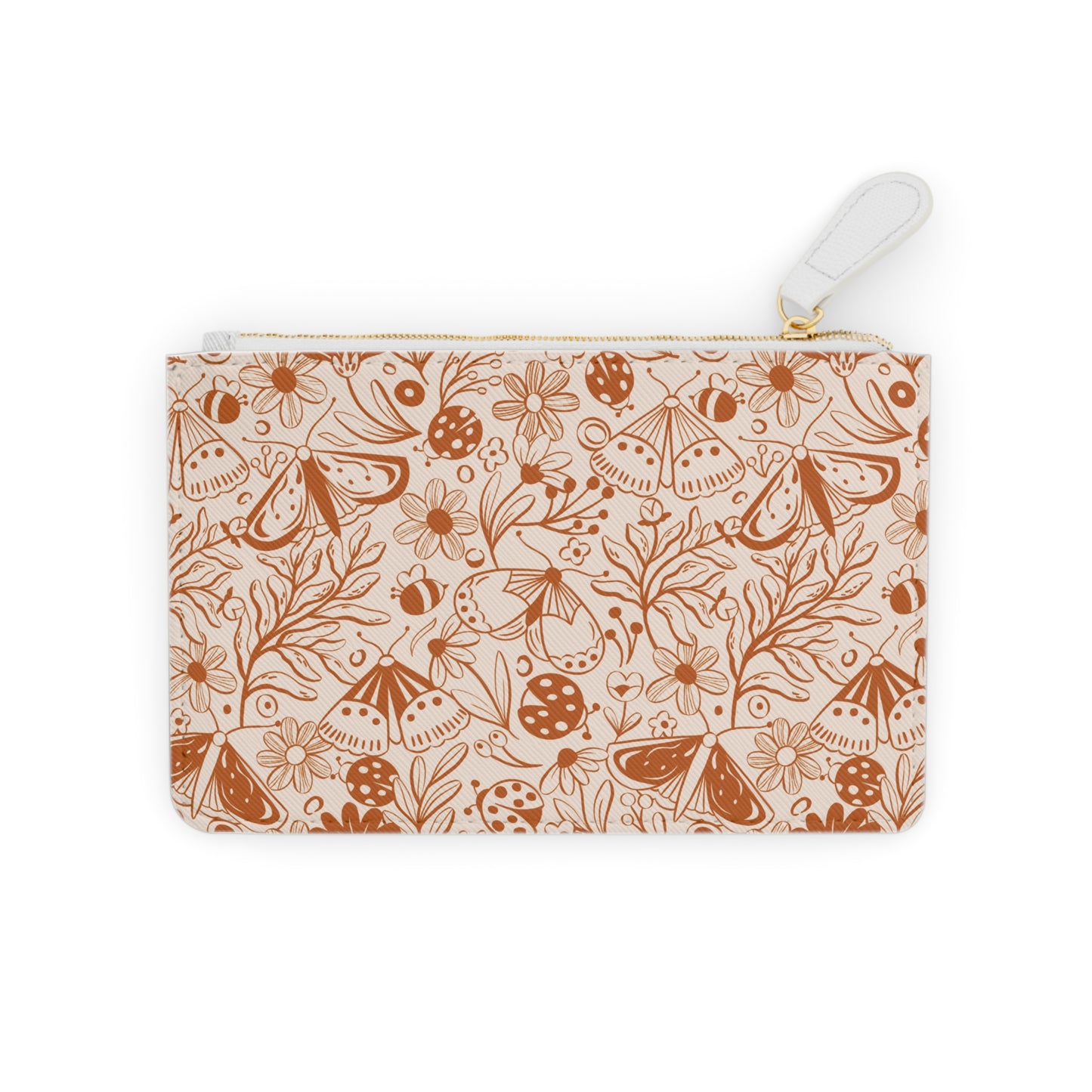 Boho Style, Moths and Flowers Pattern Mini Clutch Bag