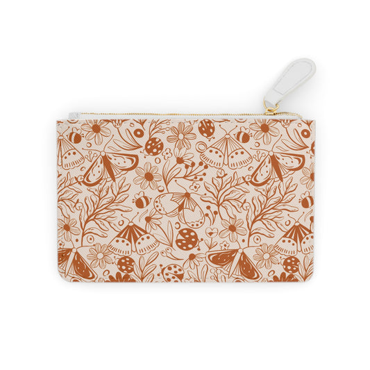 Boho Style, Moths and Flowers Pattern Mini Clutch Bag