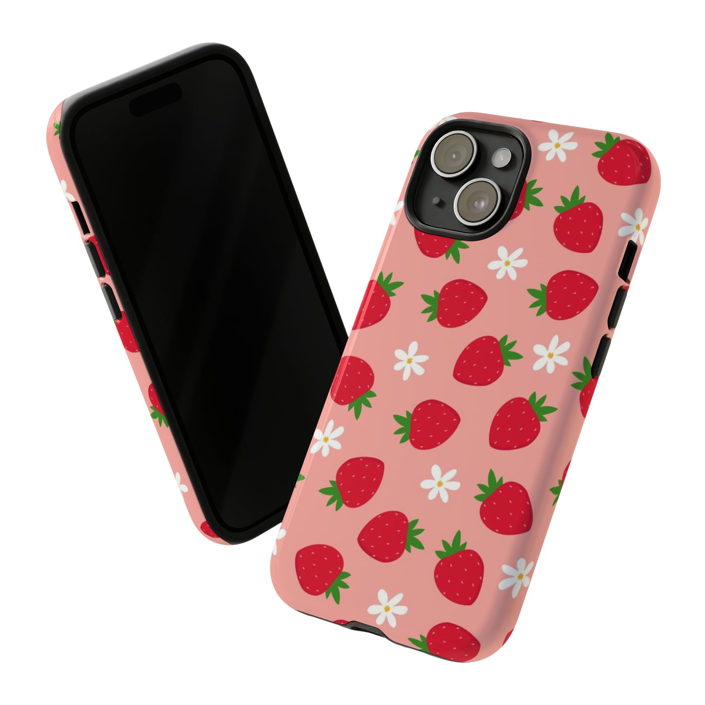 Pink Strawberry Iphone 15 Tough Case