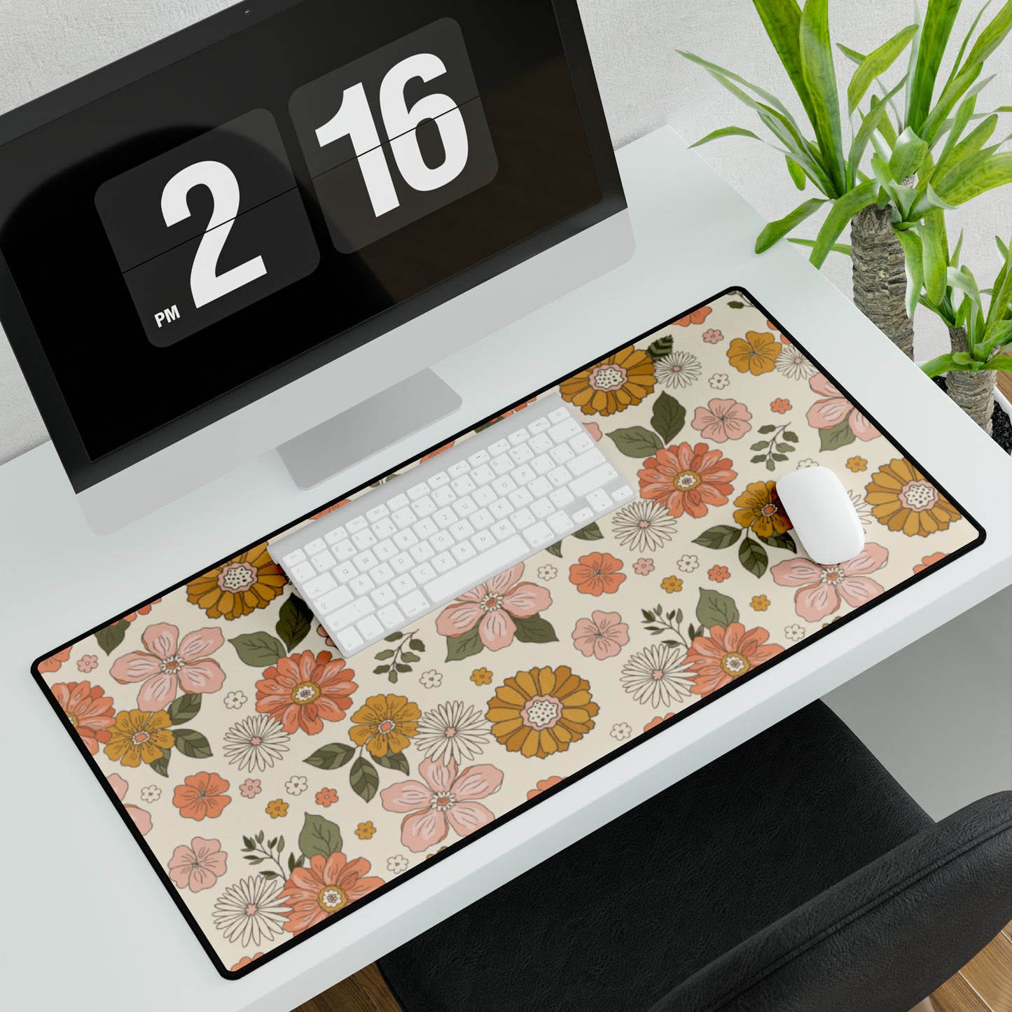 Boho Style Floral Pattern Computer Desk Mat