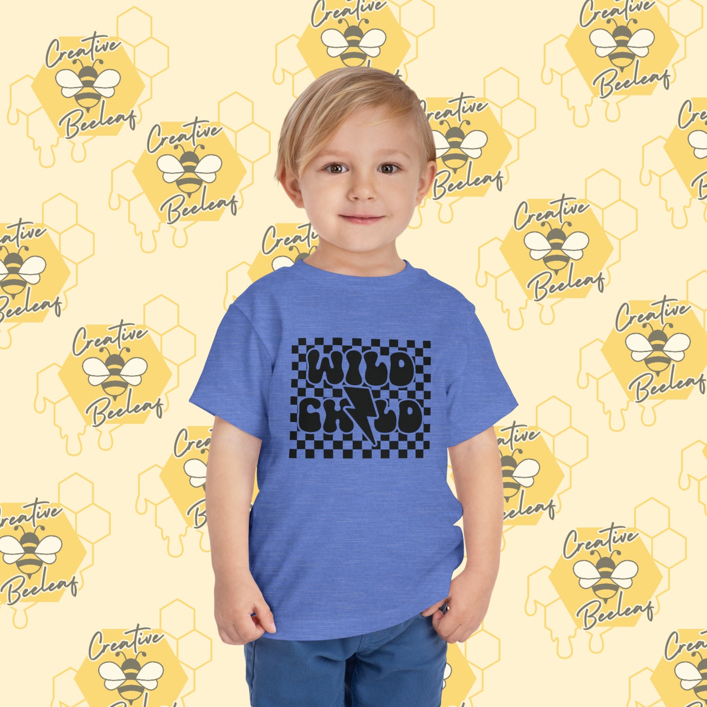 Checkered Wild Child Toddler Short Sleeve Tee