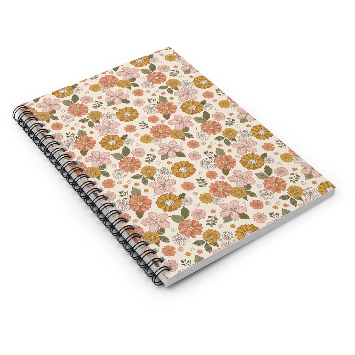 Boho Style Floral Pattern Spiral Notebook/Journal