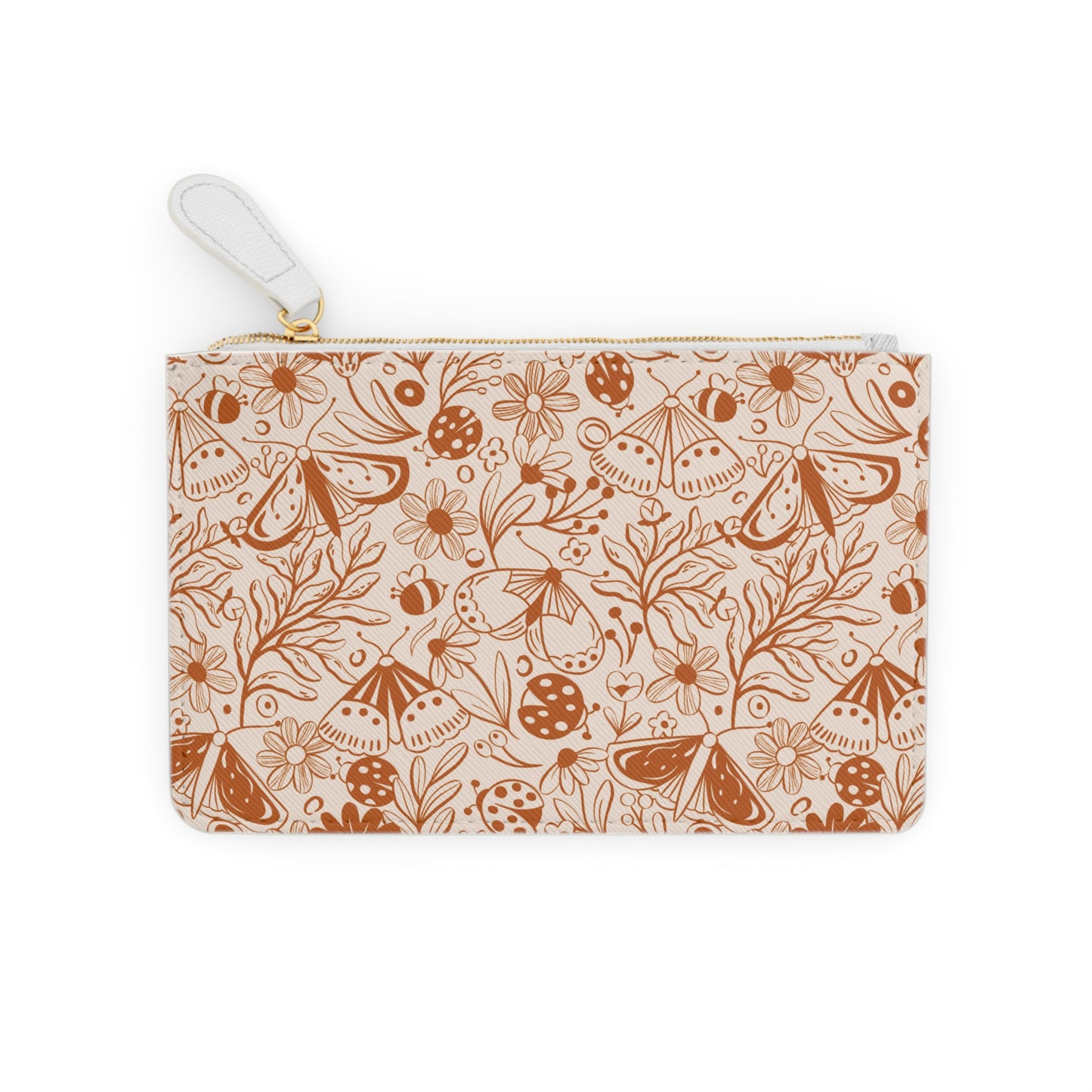 Boho Style, Moths and Flowers Pattern Mini Clutch Bag