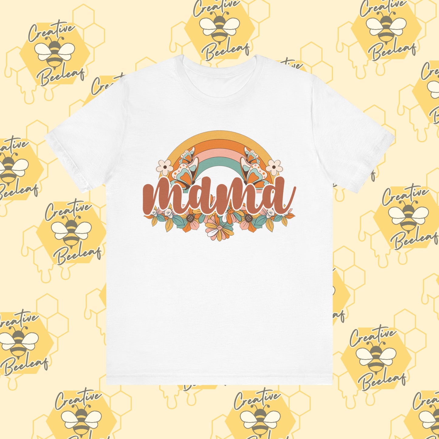 Rainbow and Floral Mama Mom Tee