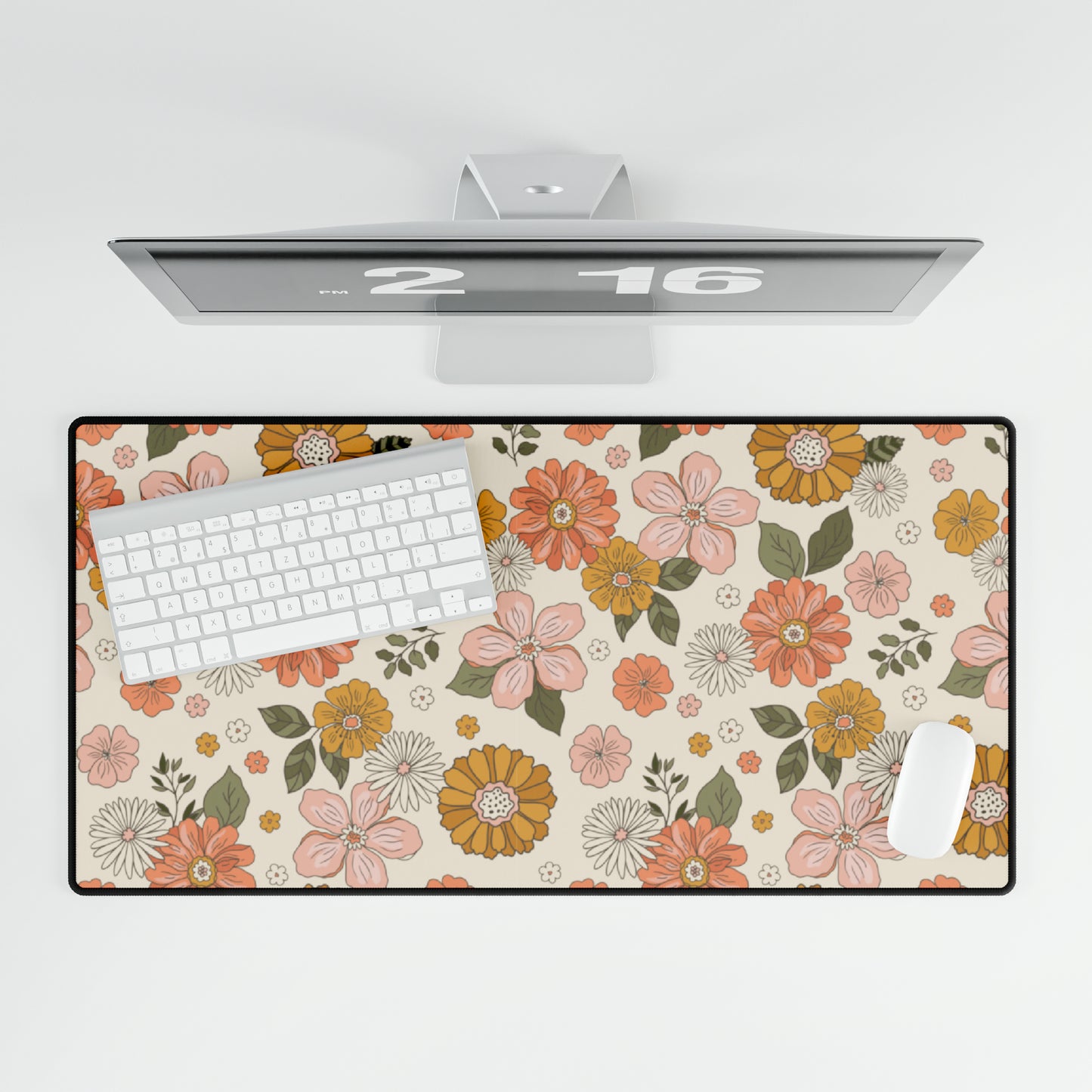 Boho Style Floral Pattern Computer Desk Mat