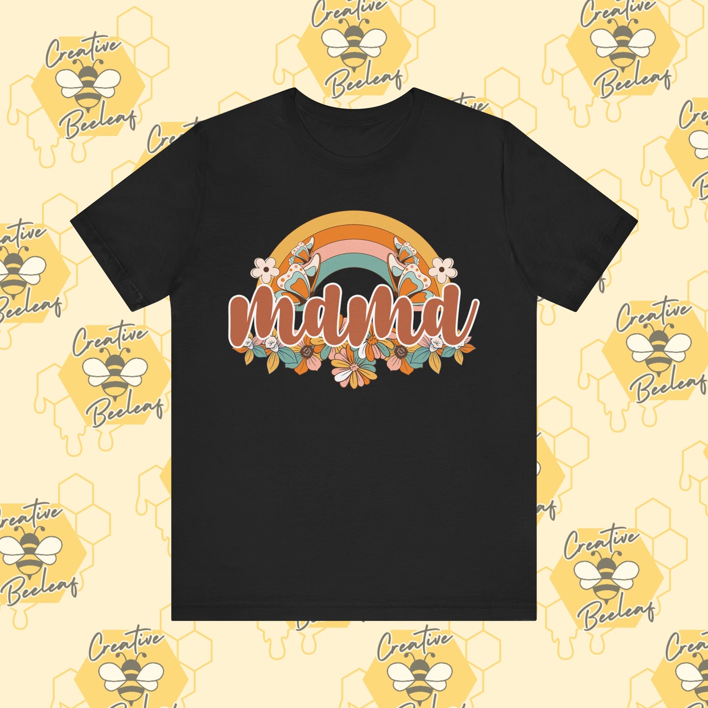 Rainbow and Floral Mama Mom Tee