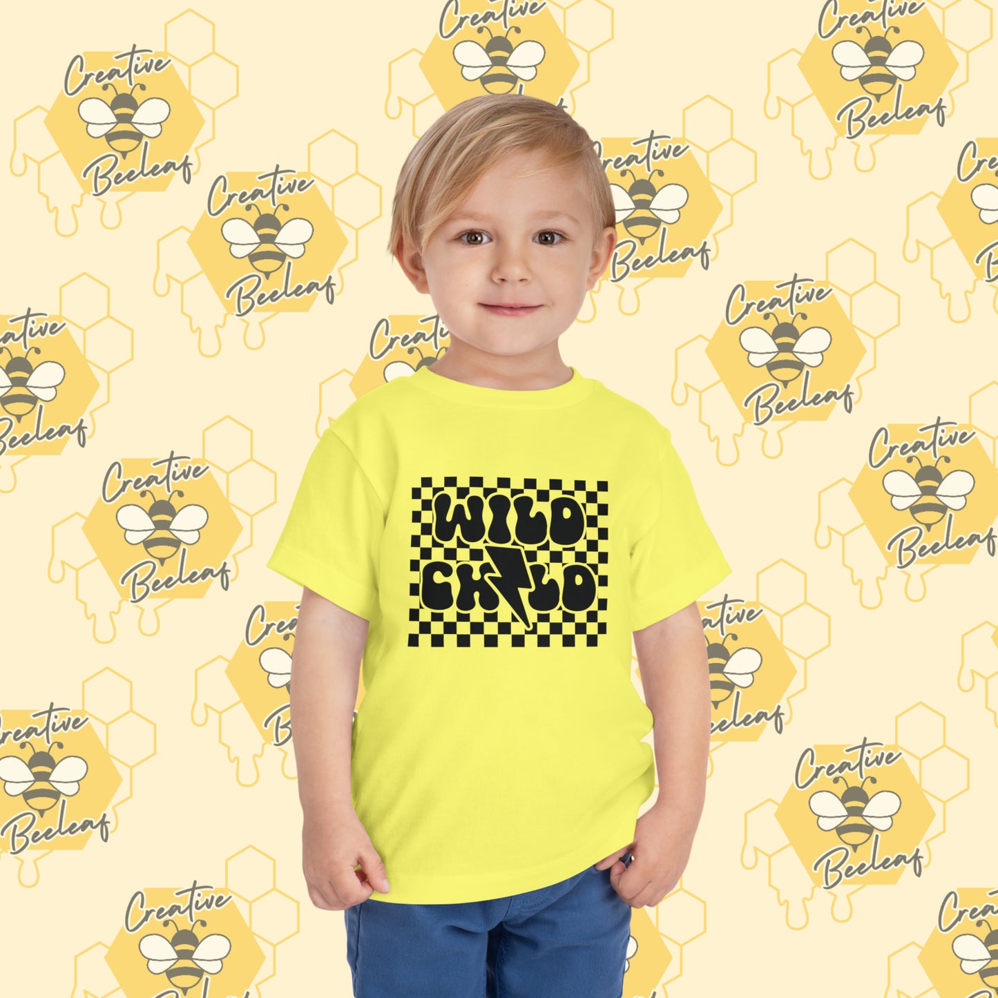 Checkered Wild Child Toddler Short Sleeve Tee