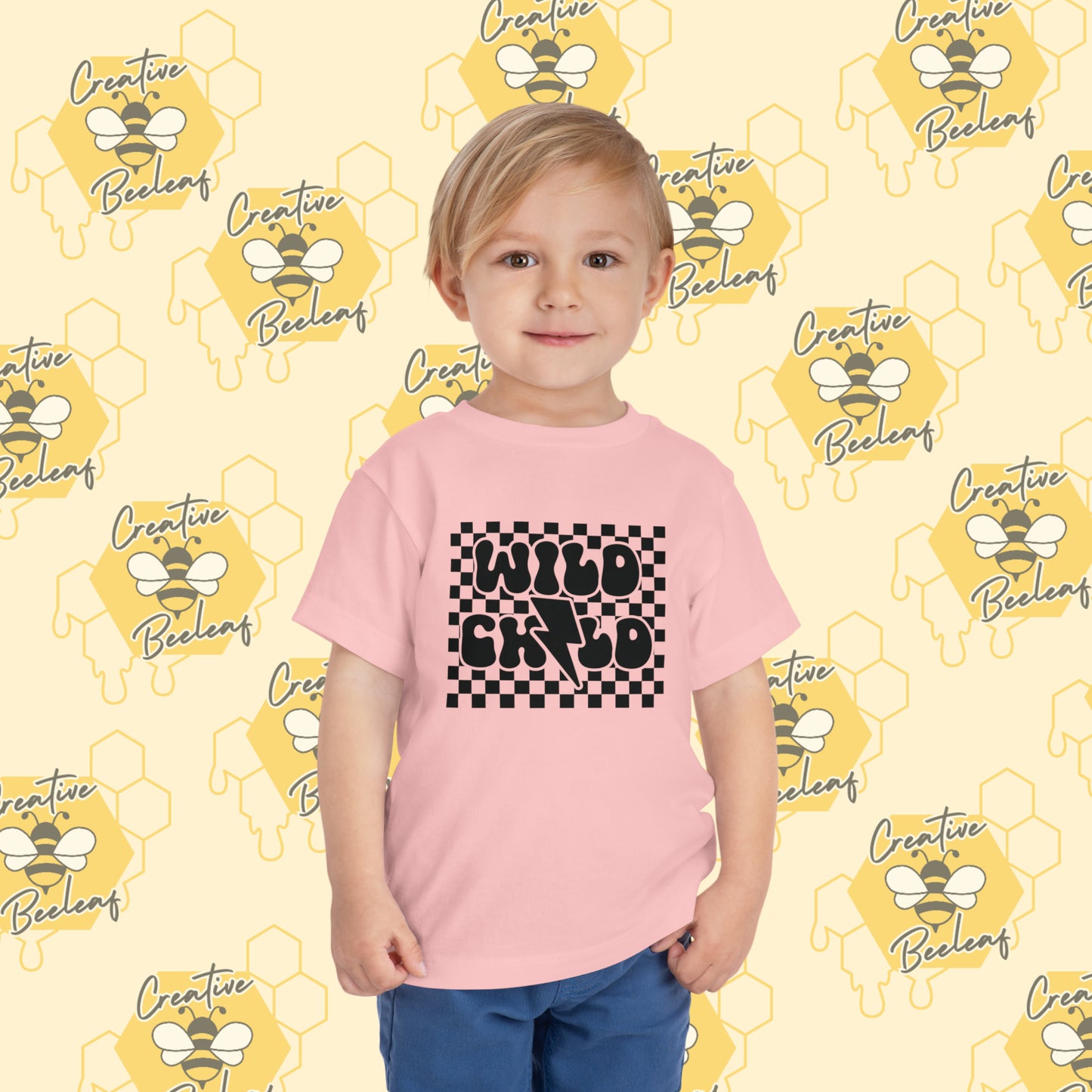 Checkered Wild Child Toddler Short Sleeve Tee