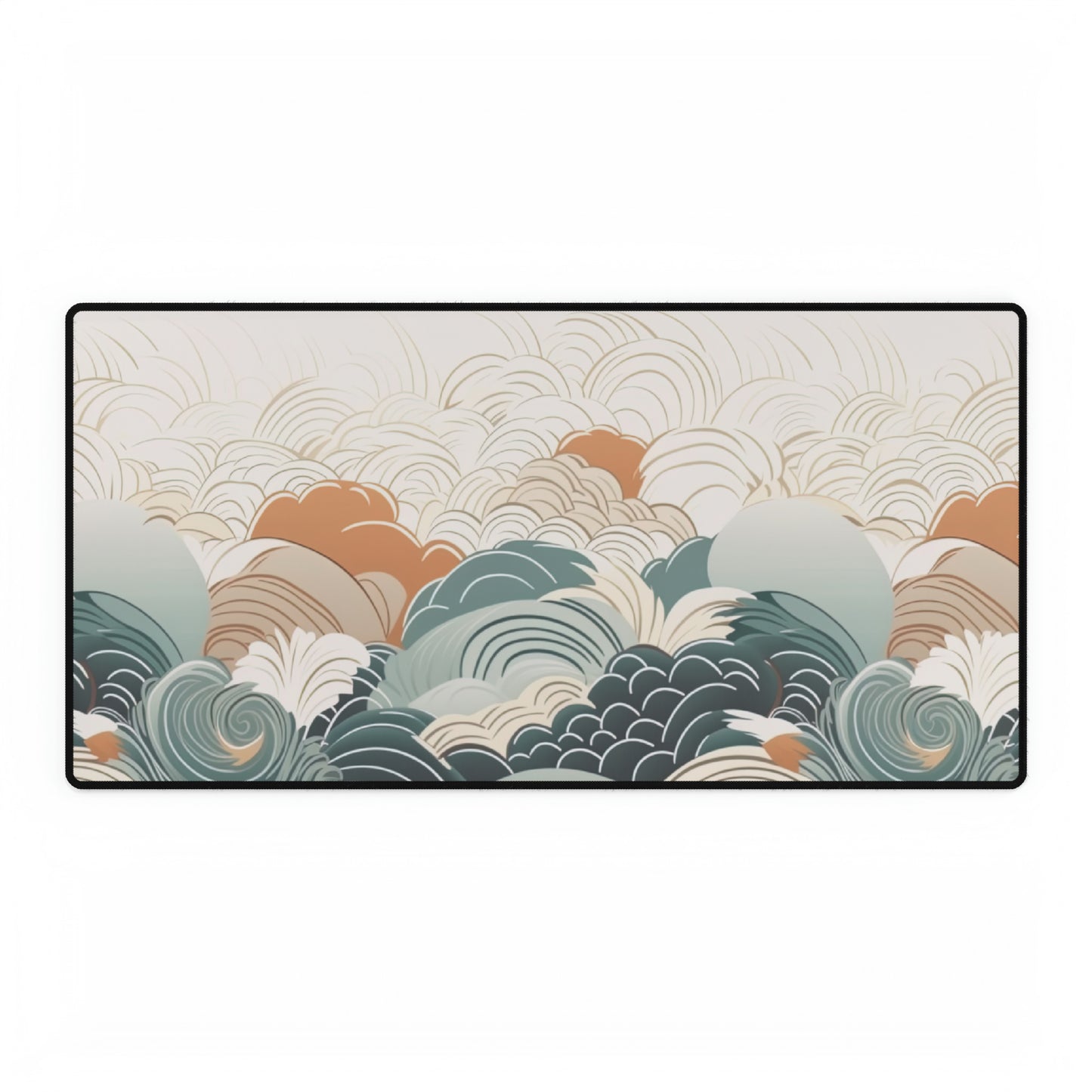 Japanese Wave Lines Computer Desk Mat