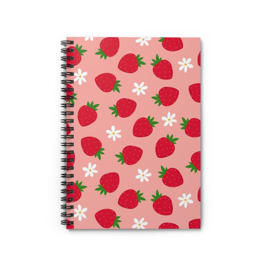 Pink Strawberry Spiral Notebook - Ruled Line