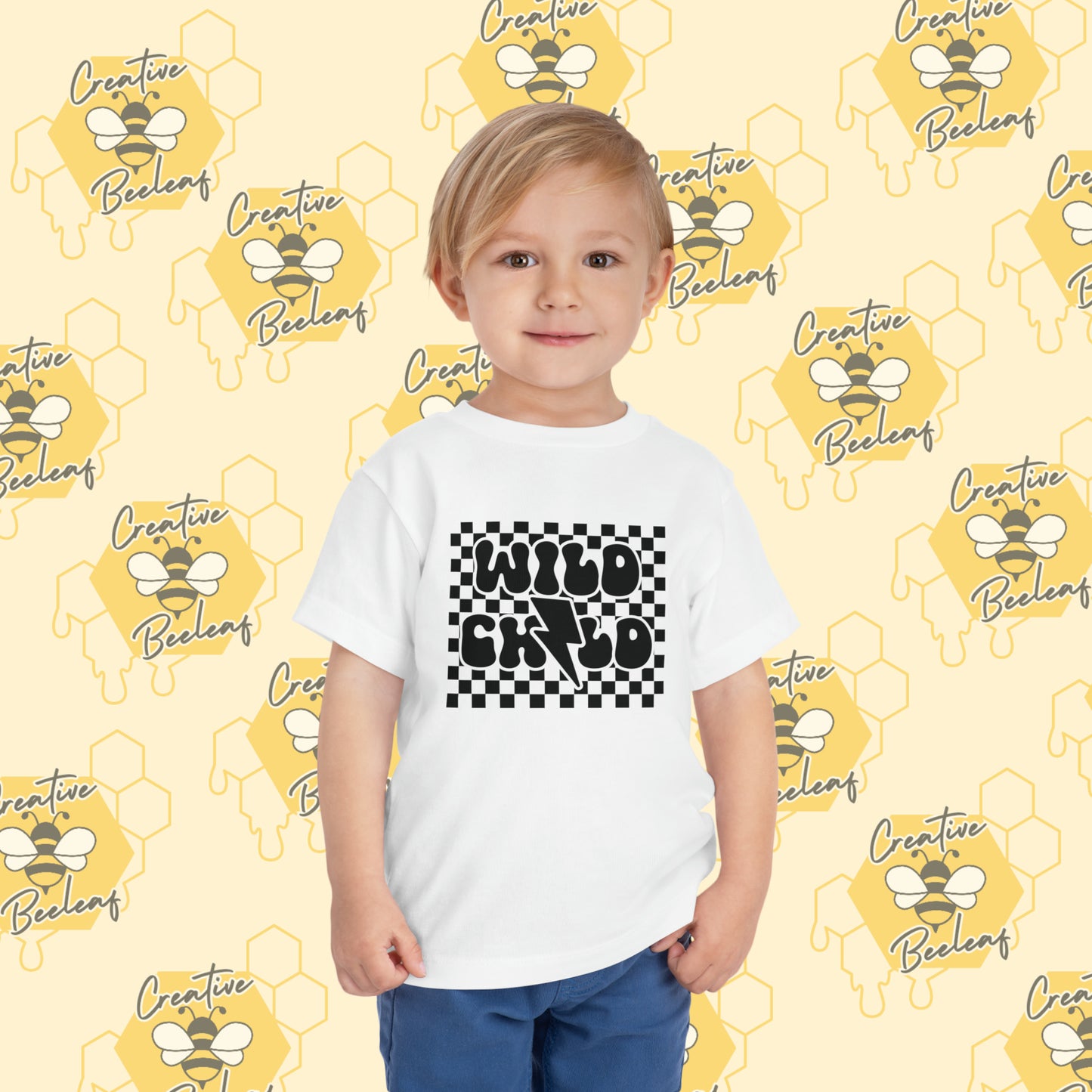 Checkered Wild Child Toddler Short Sleeve Tee