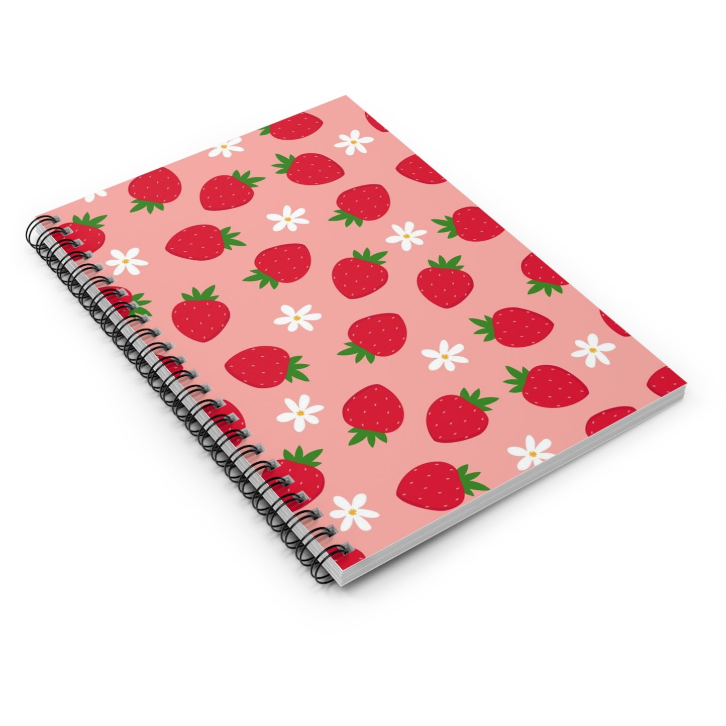 Pink Strawberry Spiral Notebook - Ruled Line