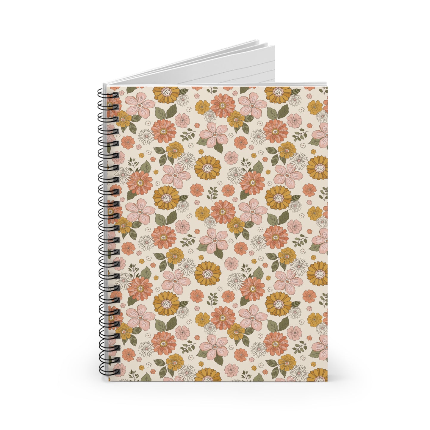 Boho Style Floral Pattern Spiral Notebook/Journal